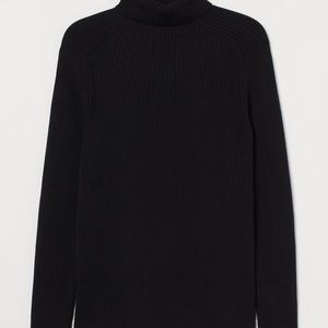 BLACK RIBBED TURTLE NECK MEN
